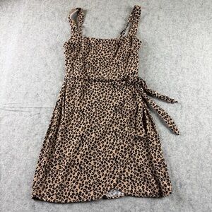 Women’s Trixxi Brown Leopard Animal Print Wrap Around Short Dress Size Large